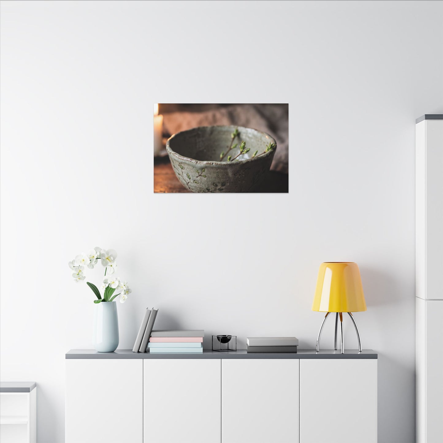 Ceramic Bowl Spring Canvas Art | Japandi Neutral Design