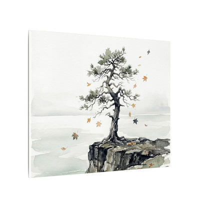 Japandi Pine Tree in Overcast | Watercolor Canvas Art