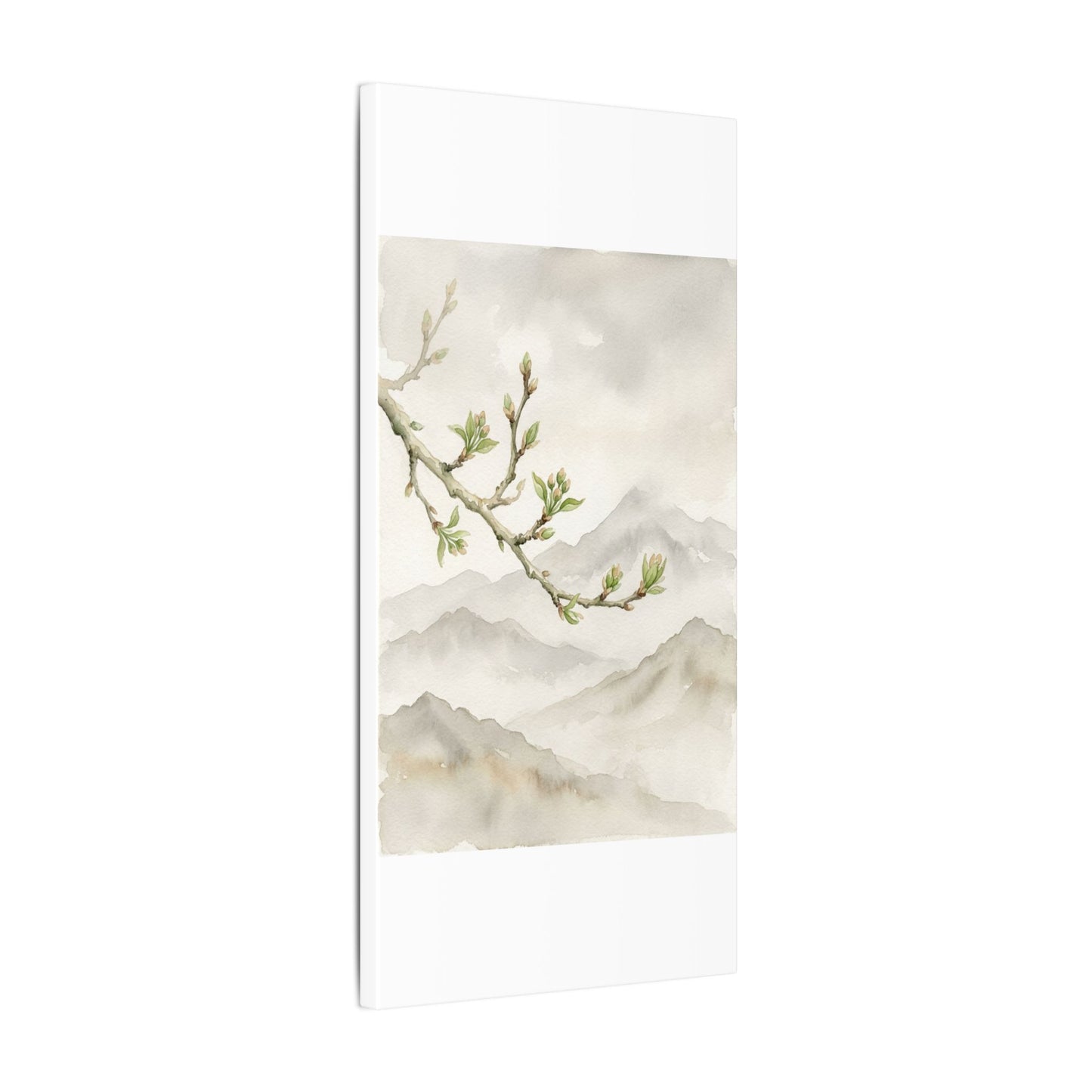 Spring Mountain Mist Watercolor Canvas Art | Cozy Decor
