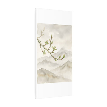 Spring Mountain Mist Watercolor Canvas Art | Cozy Decor