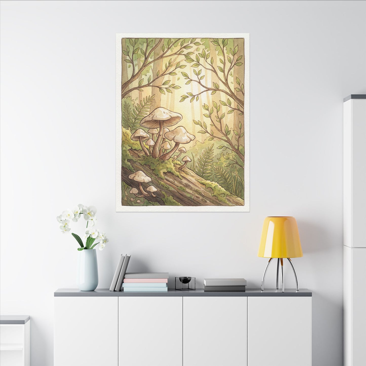 Spring Wild Mushrooms Mushroom Illustration Canvas Art | Cozy Decor