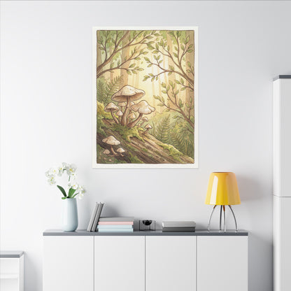 Spring Wild Mushrooms Mushroom Illustration Canvas Art | Cozy Decor