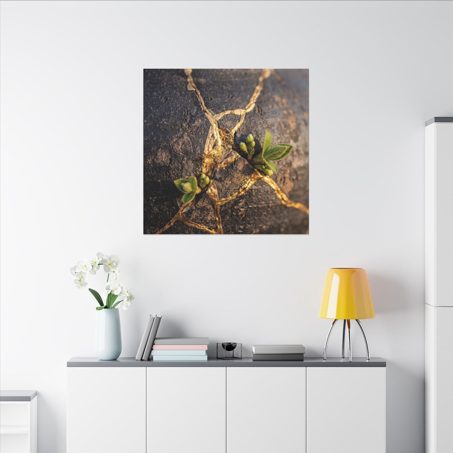 Rust Patina Gold Repair Canvas Art | Resilient Kintsugi Art