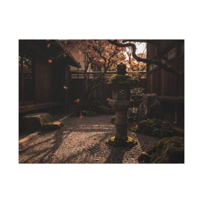 Seijaku Stone Lantern Canvas Art - Dark Japandi Shadow Zen