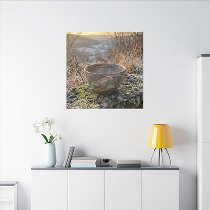 Golden Hour Ceramic Bowl Canvas Art - Japandi Shibui