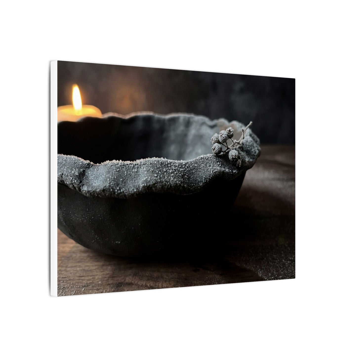 Ceramic Bowl Canvas Art | Winter Dark Japandi Shadow Zen Art