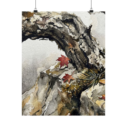 Autumn Pine Tree Watercolor Wall Art Print | Elegant Decor Art Print