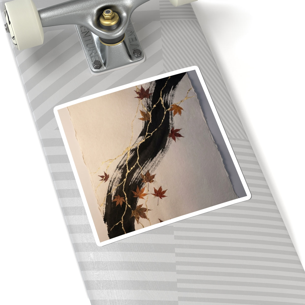 Ink Brushstroke Sticker | Autumn Kintsugi Gold Vein Art