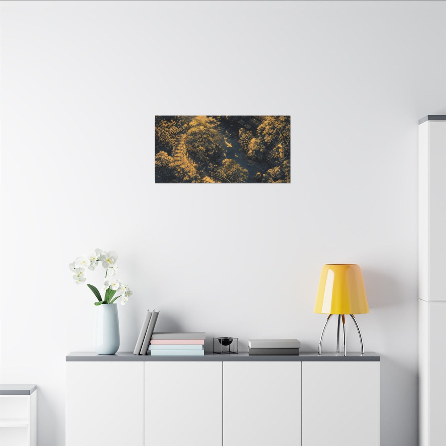 Contemplative Moonlit Garden Canvas Art - Ukiyo E Inspired Zen