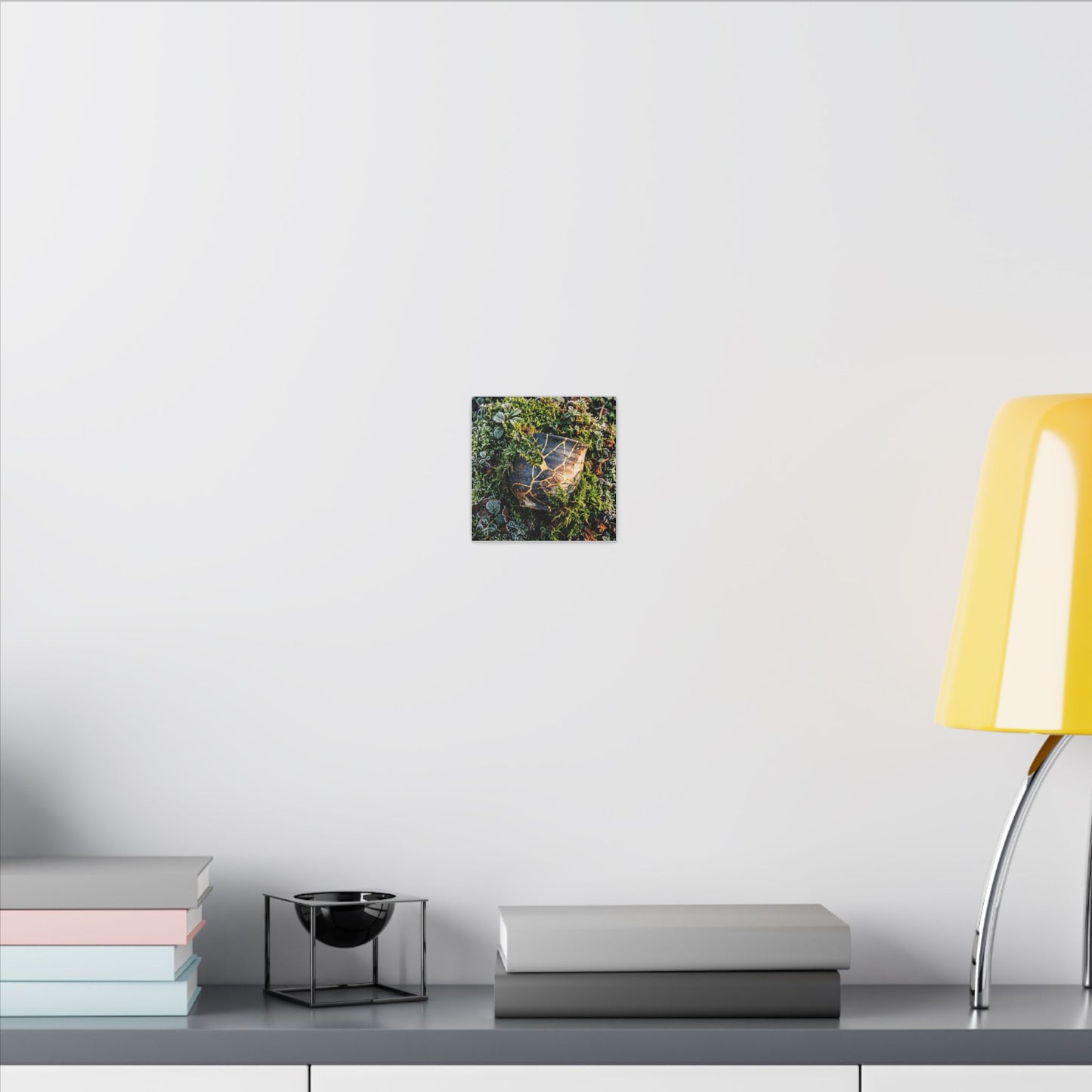 Artful Moss Close Up Canvas Art - Gold Repair Kintsugi
