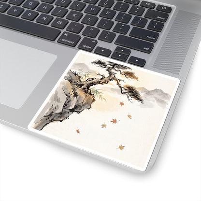 Zen Pine Tree in Golden Hour | Sumi E Sticker