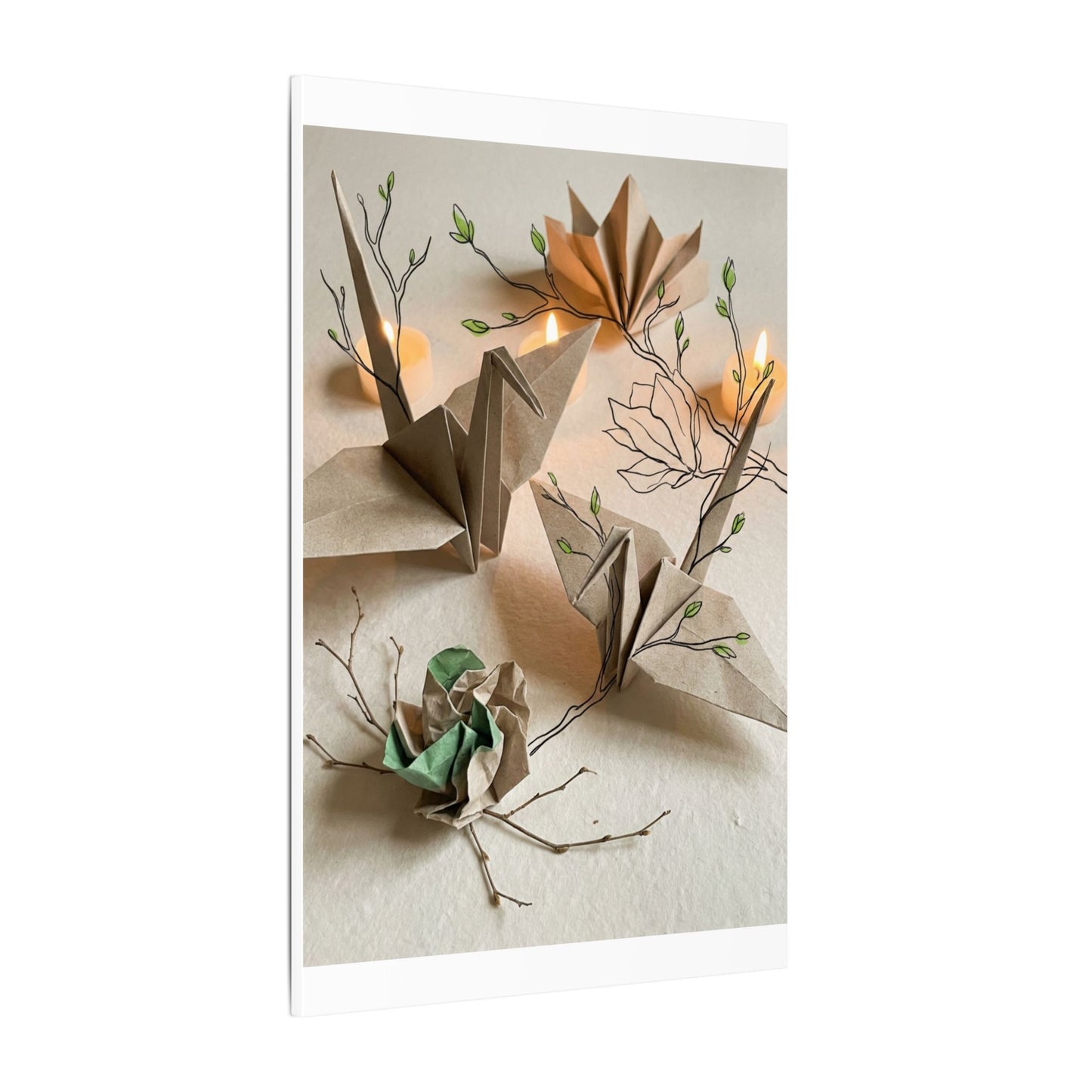 Paper Fold Spring Canvas Art | Japandi Earthy Design