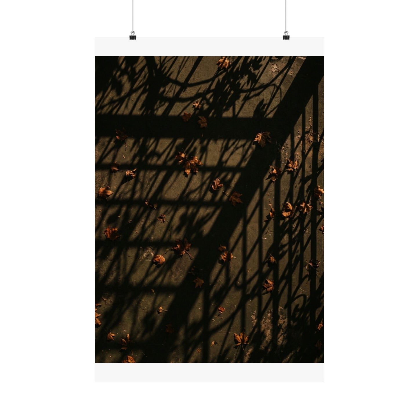 Atmospheric Shadow Play Wall Art Print - Moody Minimal Dark Japandi Art Print