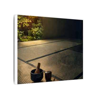 Dark Japandi Tea Ceremony in Golden Hour | Dark Texture Canvas Art