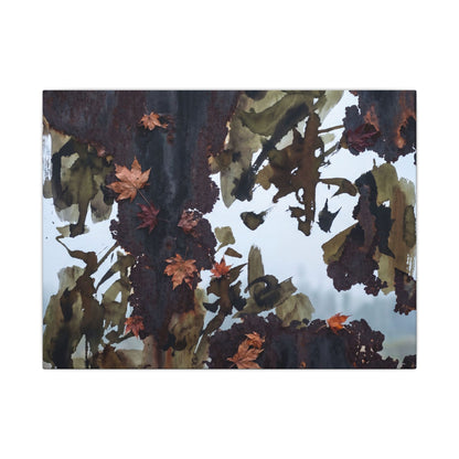 Rust Patina Charcoal Ink Canvas Art | Sophisticated Dark Japandi Art