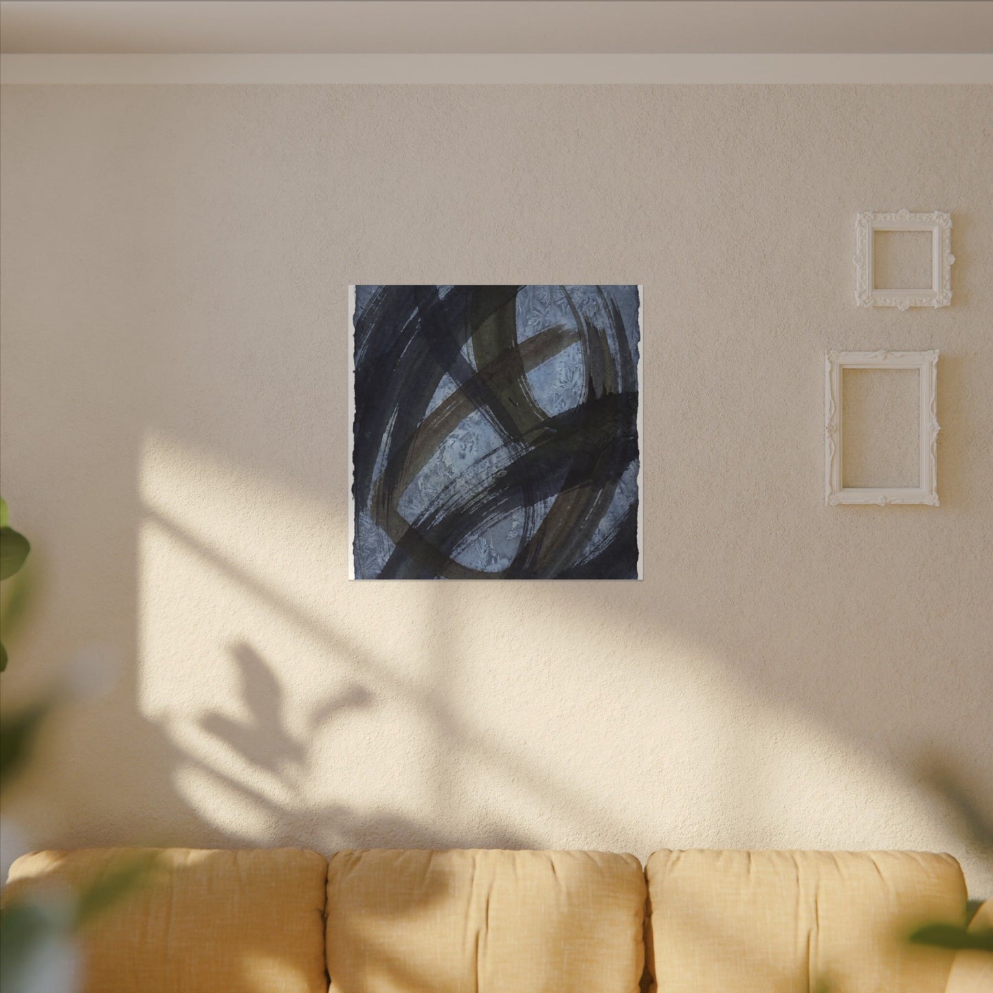 Ink Brushstroke Canvas Art | Winter Dark Japandi Shadow Zen Art
