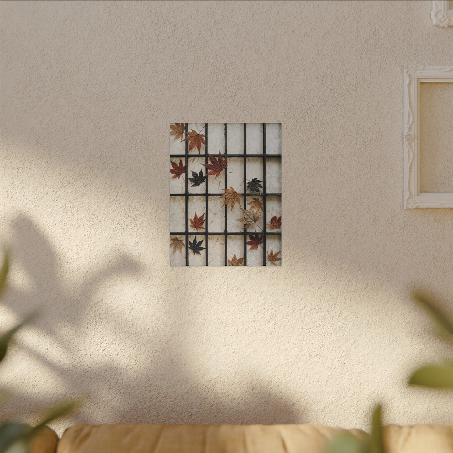 Japandi Shoji Screen in Overcast | Texture Canvas Art