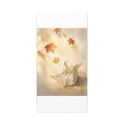 Japandi Paper Fold in Golden Hour | Watercolor Canvas Art