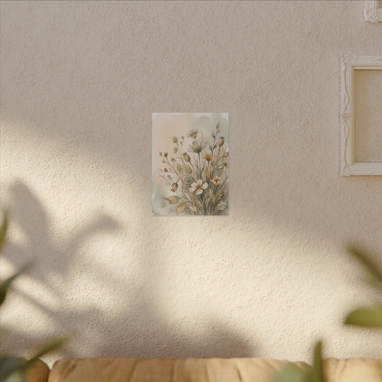 Summer Dried Flowers Watercolor Canvas Art | Elegant Decor