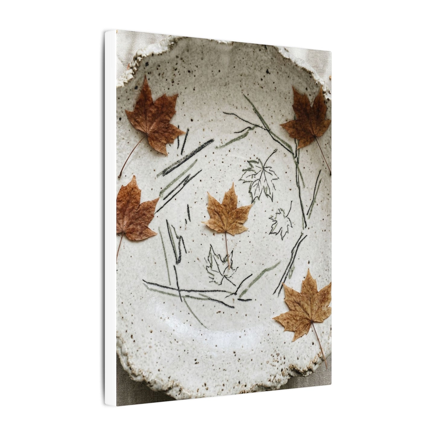 Ceramic Bowl Autumn Canvas Art | Japandi Elegant Design
