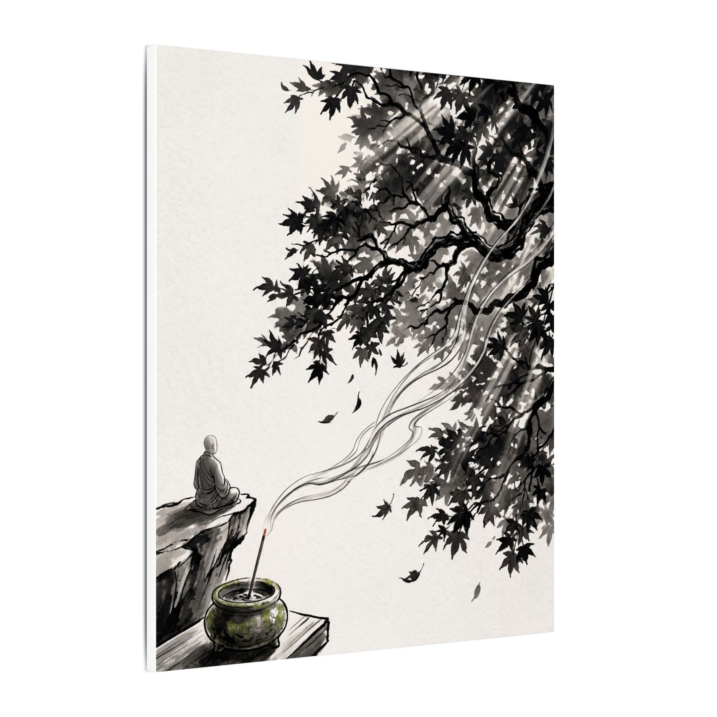 Serene Incense Smoke Canvas Art - Ukiyo E Inspired Zen