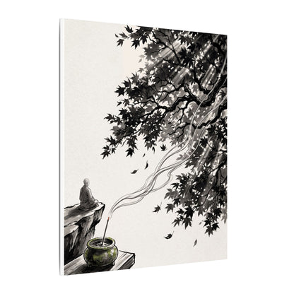 Serene Incense Smoke Canvas Art - Ukiyo E Inspired Zen