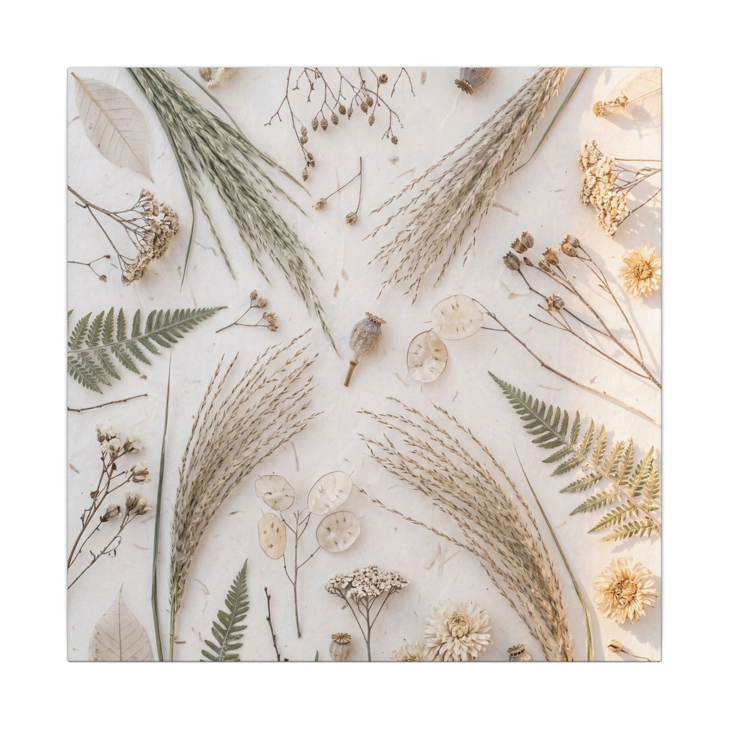 Elegant Dried Flowers Canvas Art - Japanese Pattern Japandi
