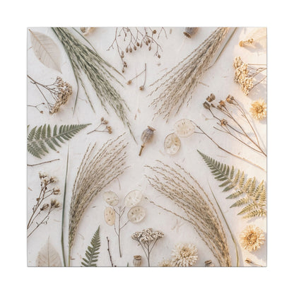 Elegant Dried Flowers Canvas Art - Japanese Pattern Japandi