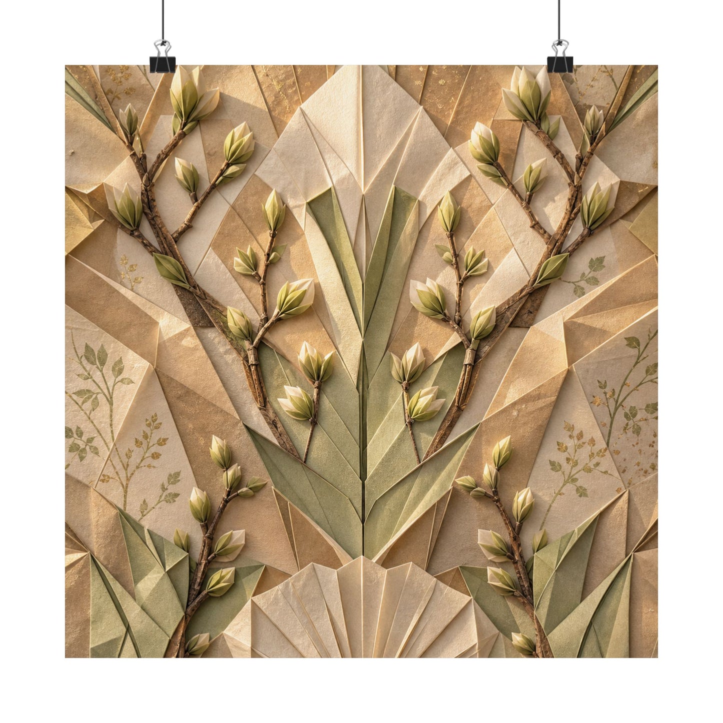 Paper Fold Japanese Pattern Wall Art Print | Warm Japandi Art