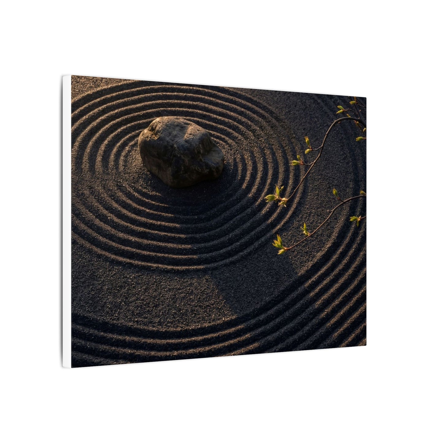 Rock Garden Shadow Zen Canvas Art | Bold Dark Japandi Art