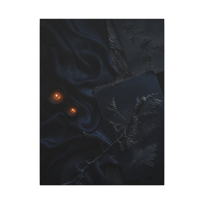 Candlelight Silk Drape Canvas Art - Dark Japandi Kanso