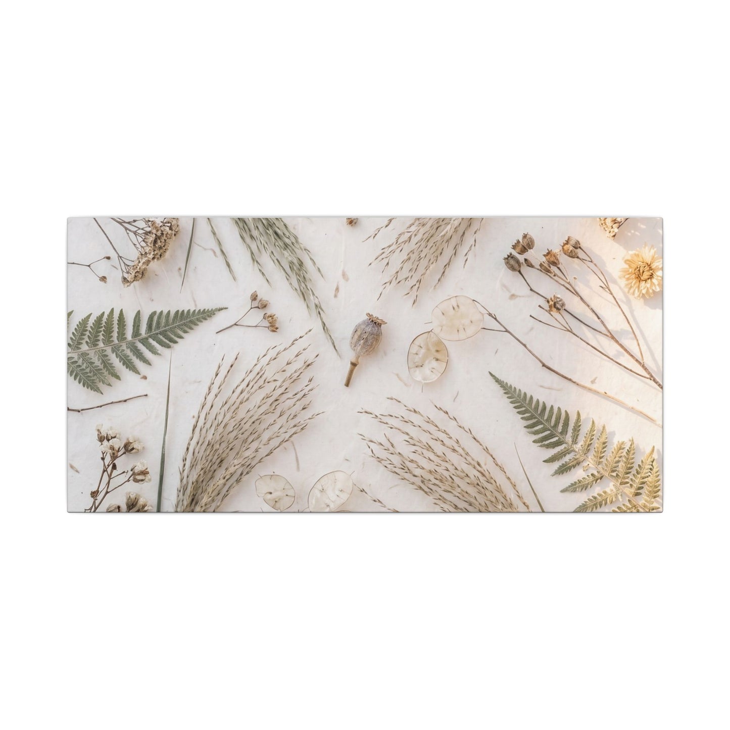 Elegant Dried Flowers Canvas Art - Japanese Pattern Japandi