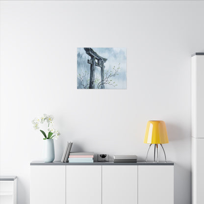Torii Gate Canvas Art | Spring Zen Sumi E Art