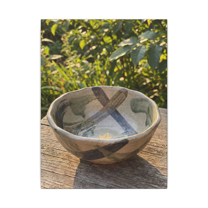 Earthy Ceramic Bowl Canvas Art - Japanese Pattern Japandi