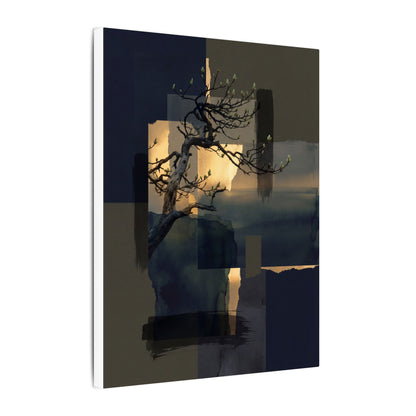 Golden Hour Pine Tree Canvas Art - Dark Japandi Kanso