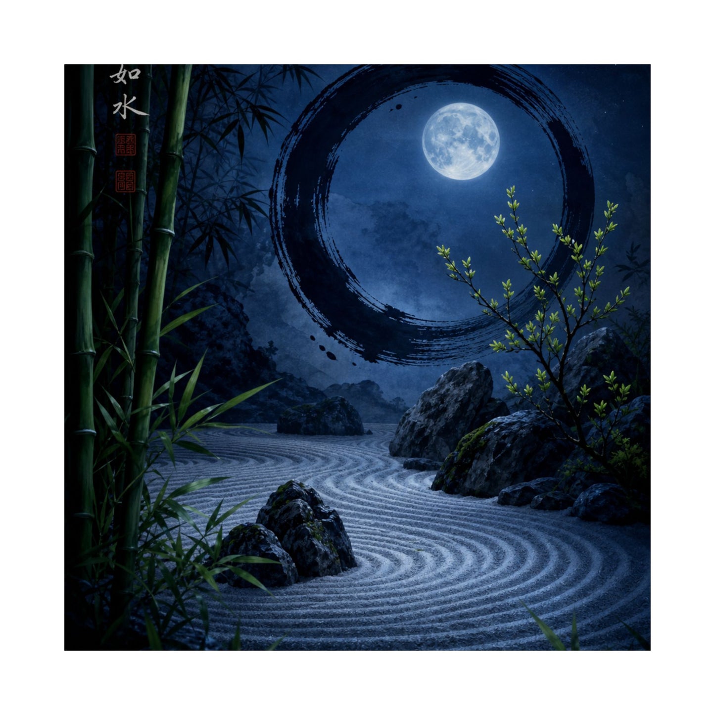 Fukinsei Rock Garden Wall Art Print - Zen Enso