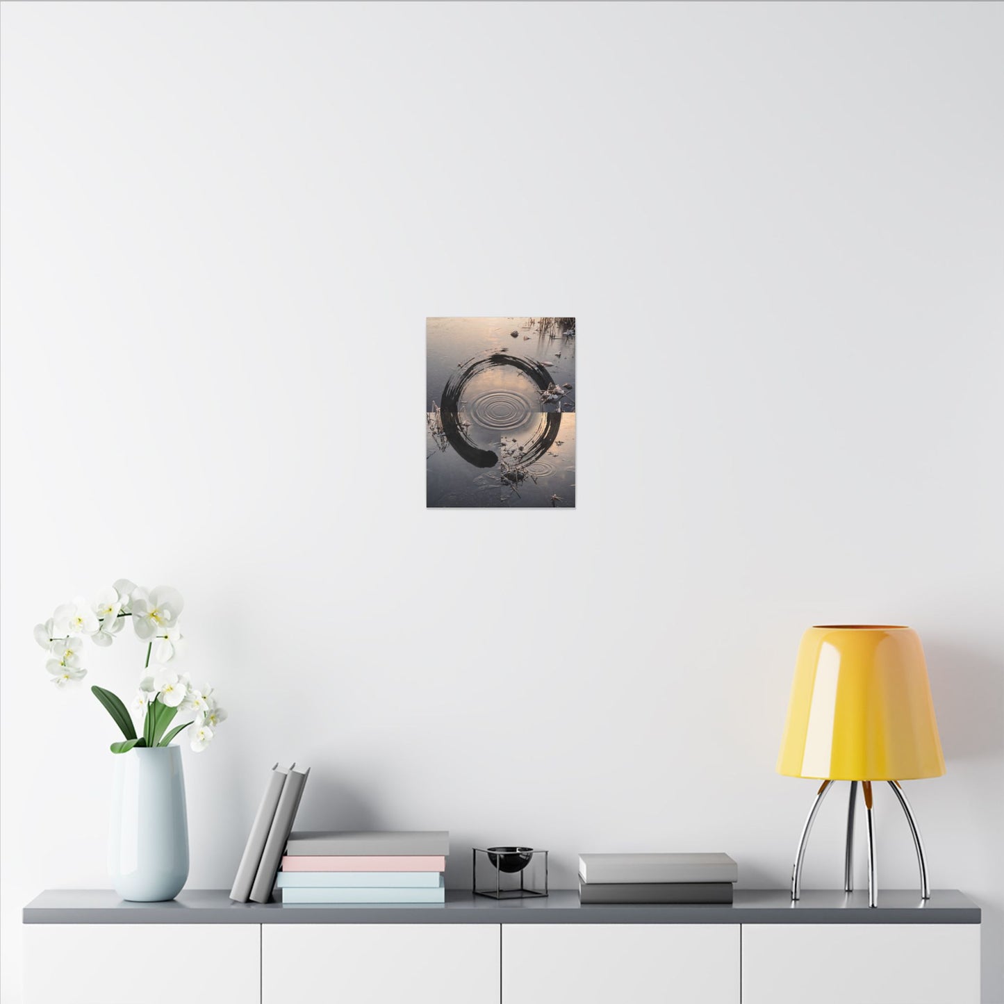 Winter Water Ripple Enso Canvas Art | Tranquil Decor