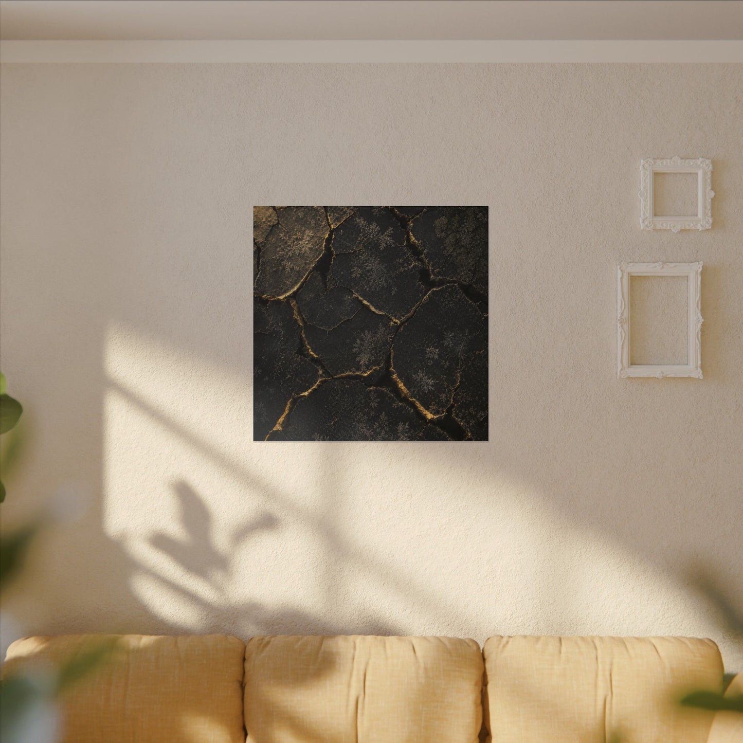 Cracked Earth Canvas Art | Winter Dark Japandi Shadow Zen Art