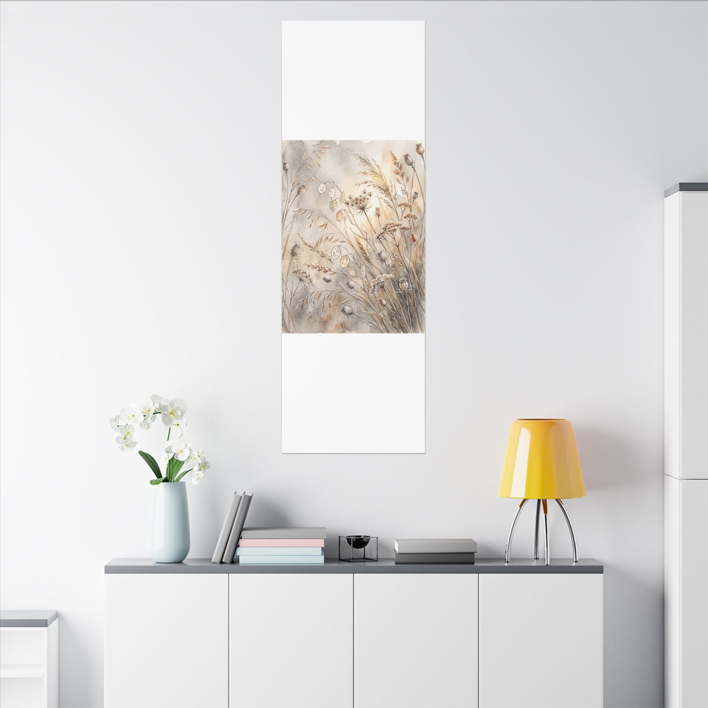 Winter Dried Flowers Watercolor Canvas Art | Warm Decor