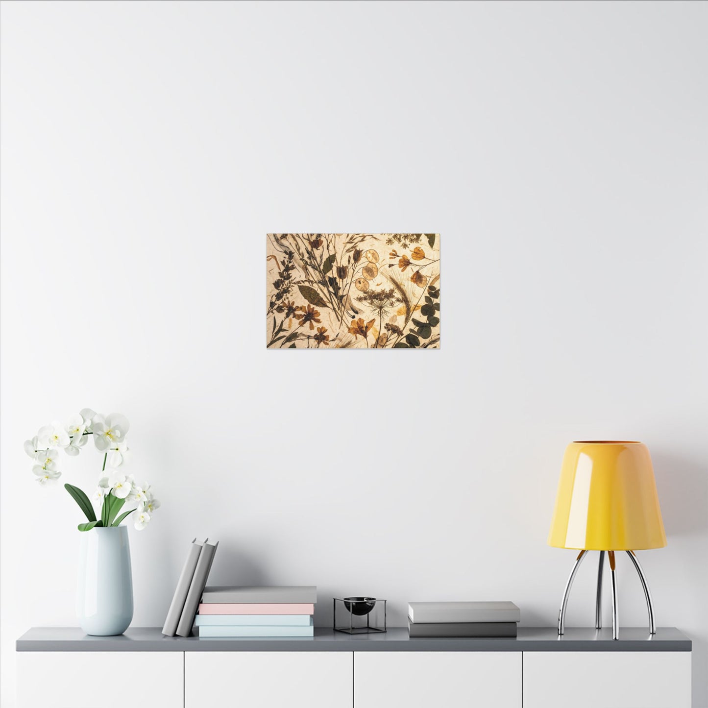 Dried Flowers Summer Canvas Art | Japandi Neutral Design