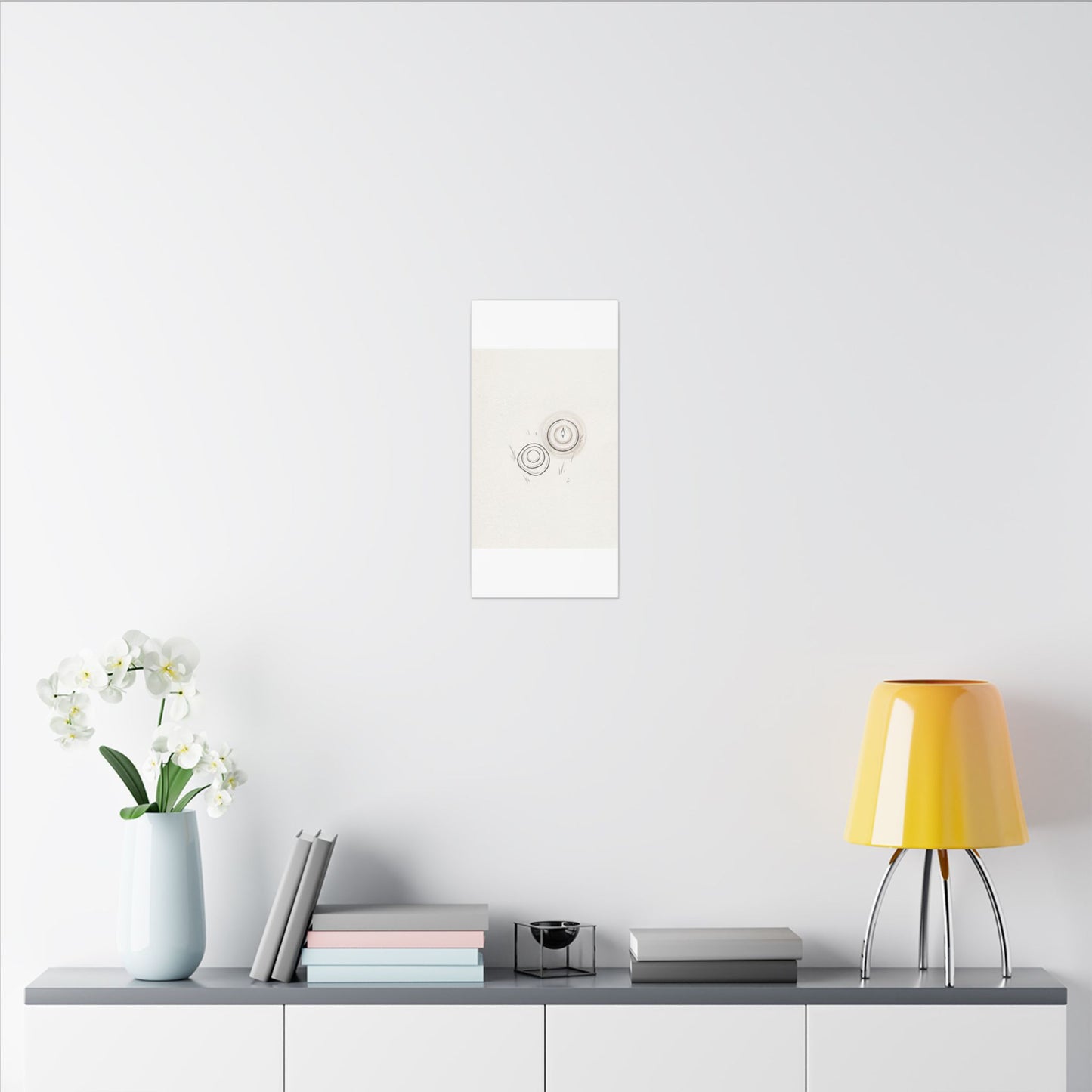 River Stones Canvas Art | Winter Japandi Minimal Line Art