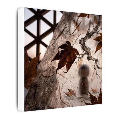 Shoji Screen Autumn Canvas Art | Dark Japandi Atmospheric Design
