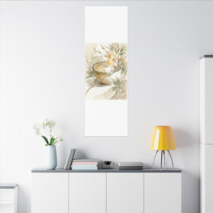 Spring Ceramic Bowl Watercolor Canvas Art | Neutral Decor