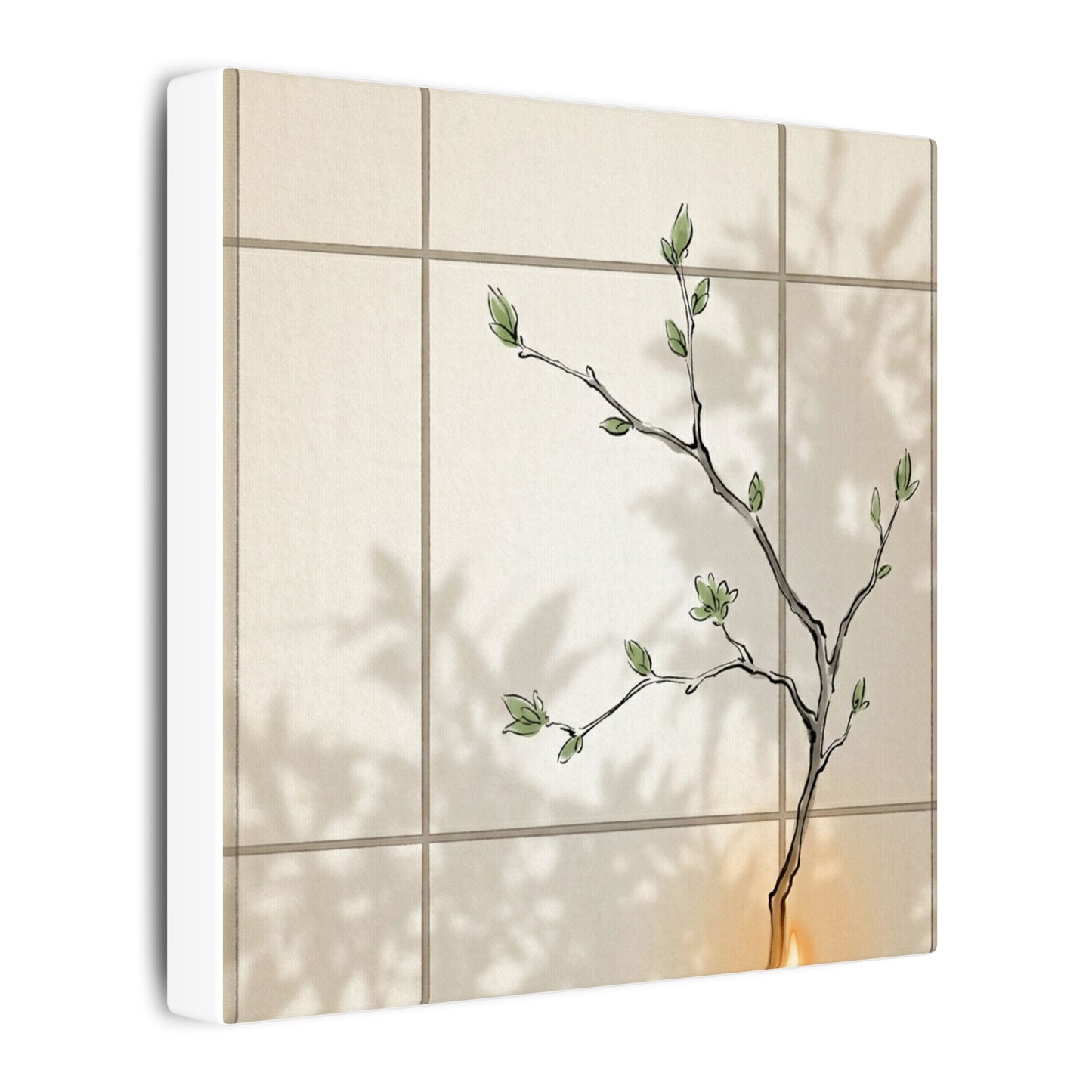 Shoji Screen Spring Canvas Art | Japandi Cozy Design