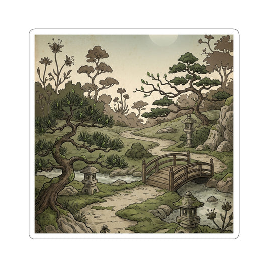 Dawn Moonlit Garden Sticker - Cottagecore Fukinsei Art Print