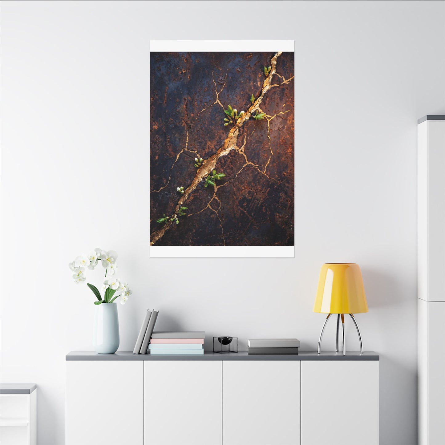 Rust Patina Spring Canvas Art | Kintsugi Resilient Design