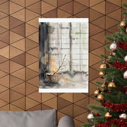 Spring Shoji Screen Watercolor Wall Art Print | Elegant Decor