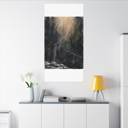 Incense Smoke Winter Canvas Art | Dark Japandi Moody Design