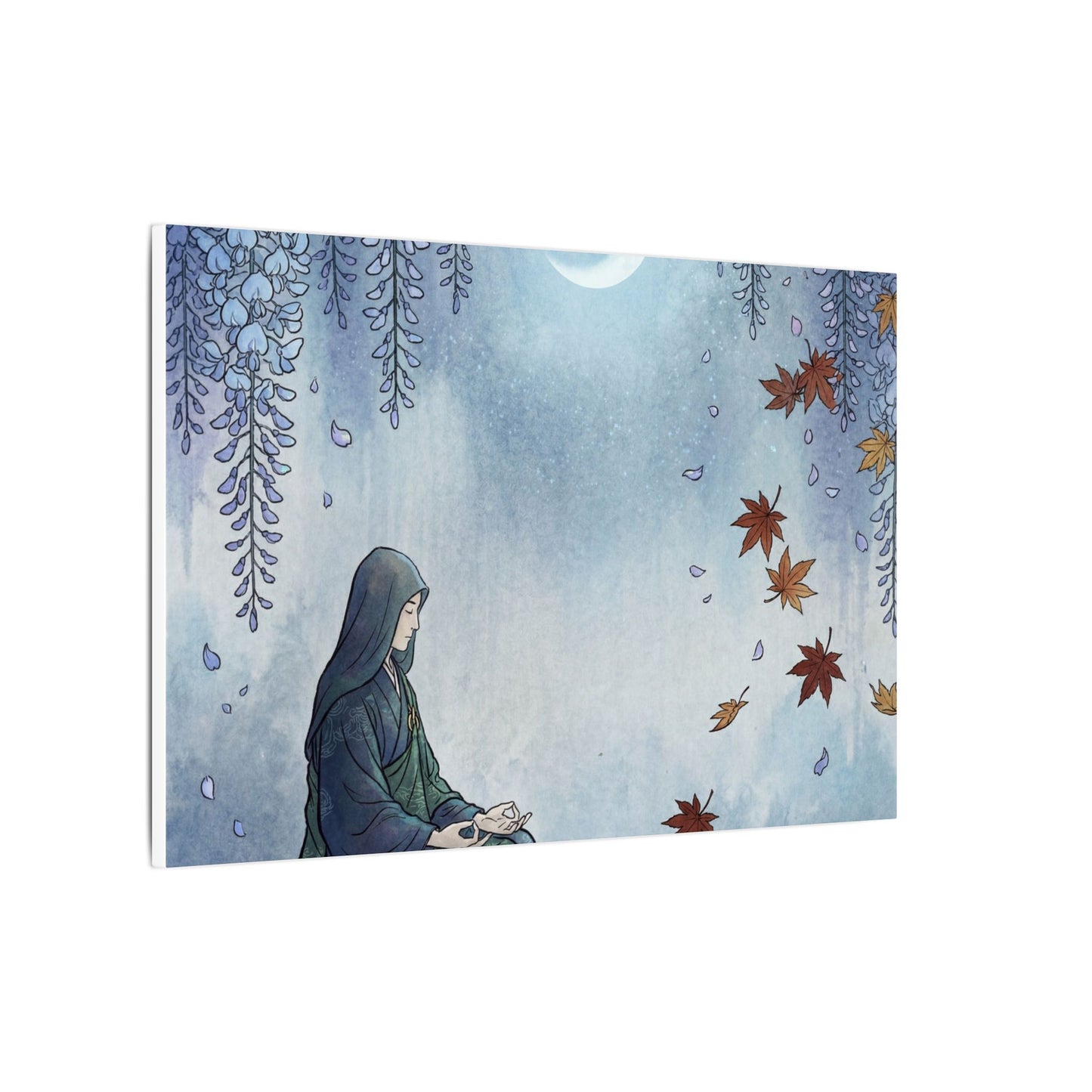 Zen Wisteria in Moonlight | Ukiyo E Inspired Canvas Art