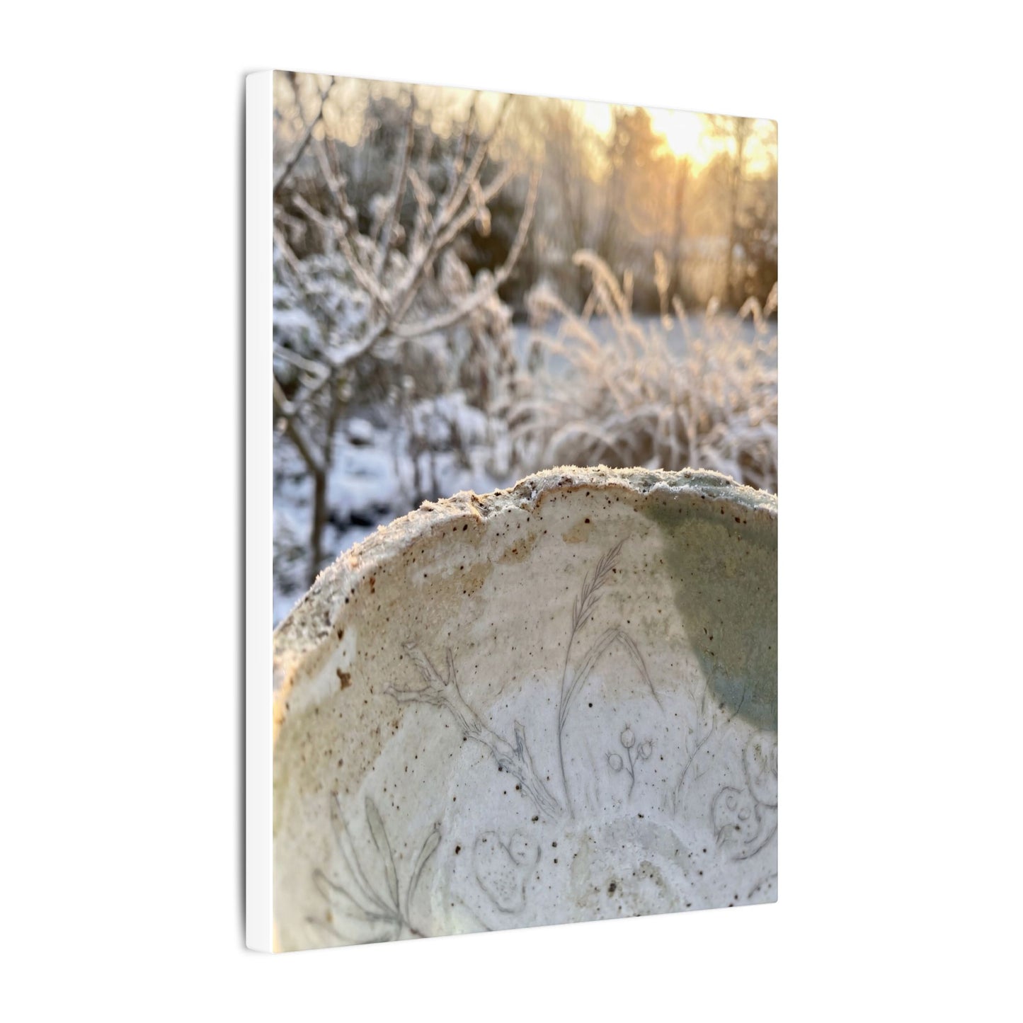 Ceramic Bowl Canvas Art | Winter Japandi Minimal Line Art